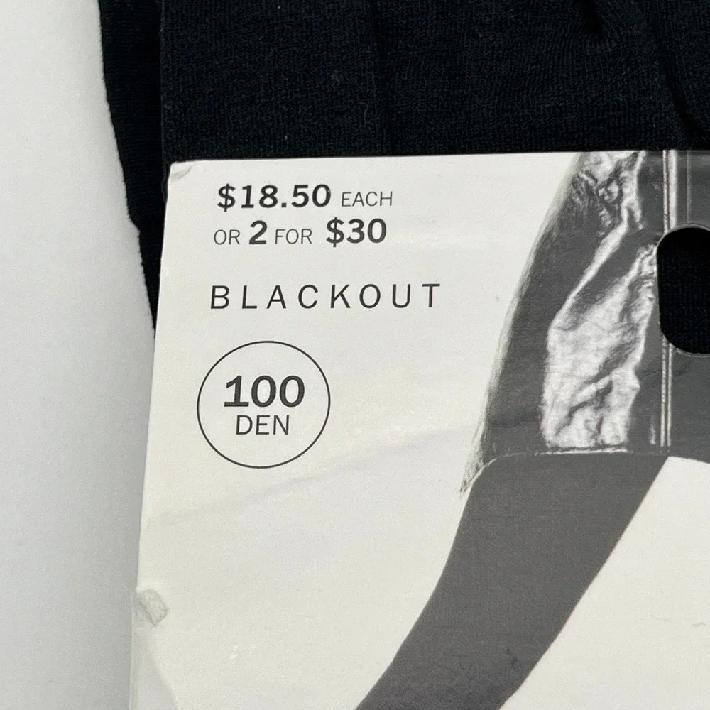 Hue Blackout Tights Womens Size 1 Black Smooth Control Top 100 Denier Opaque